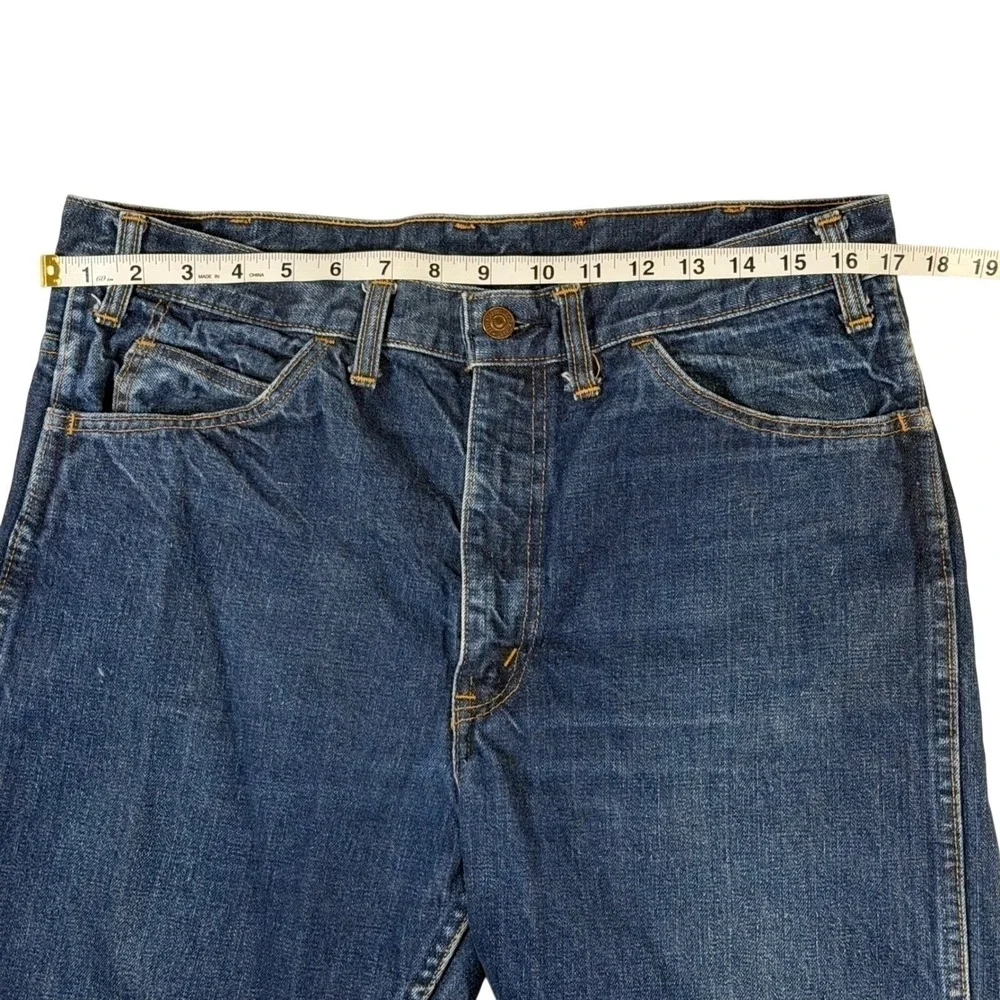 Vintage 60's Levi's BIG E Orange Tab 606 Slim Fit Dark Wash 34x30 RARE #4 Button